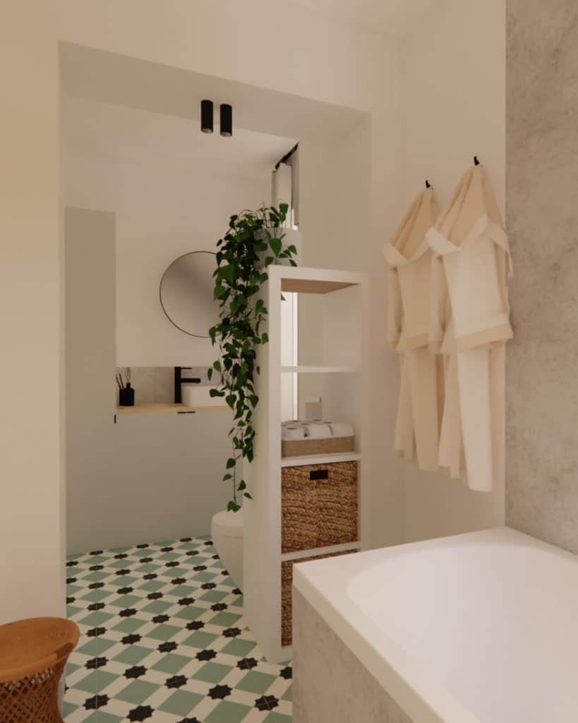 Rénovation d'une salle de bain à Rouen réalisée par l'architecte d'intérieur Roussel Camille, spécialisée dans la transformation d'espaces résidentiels et professionnels